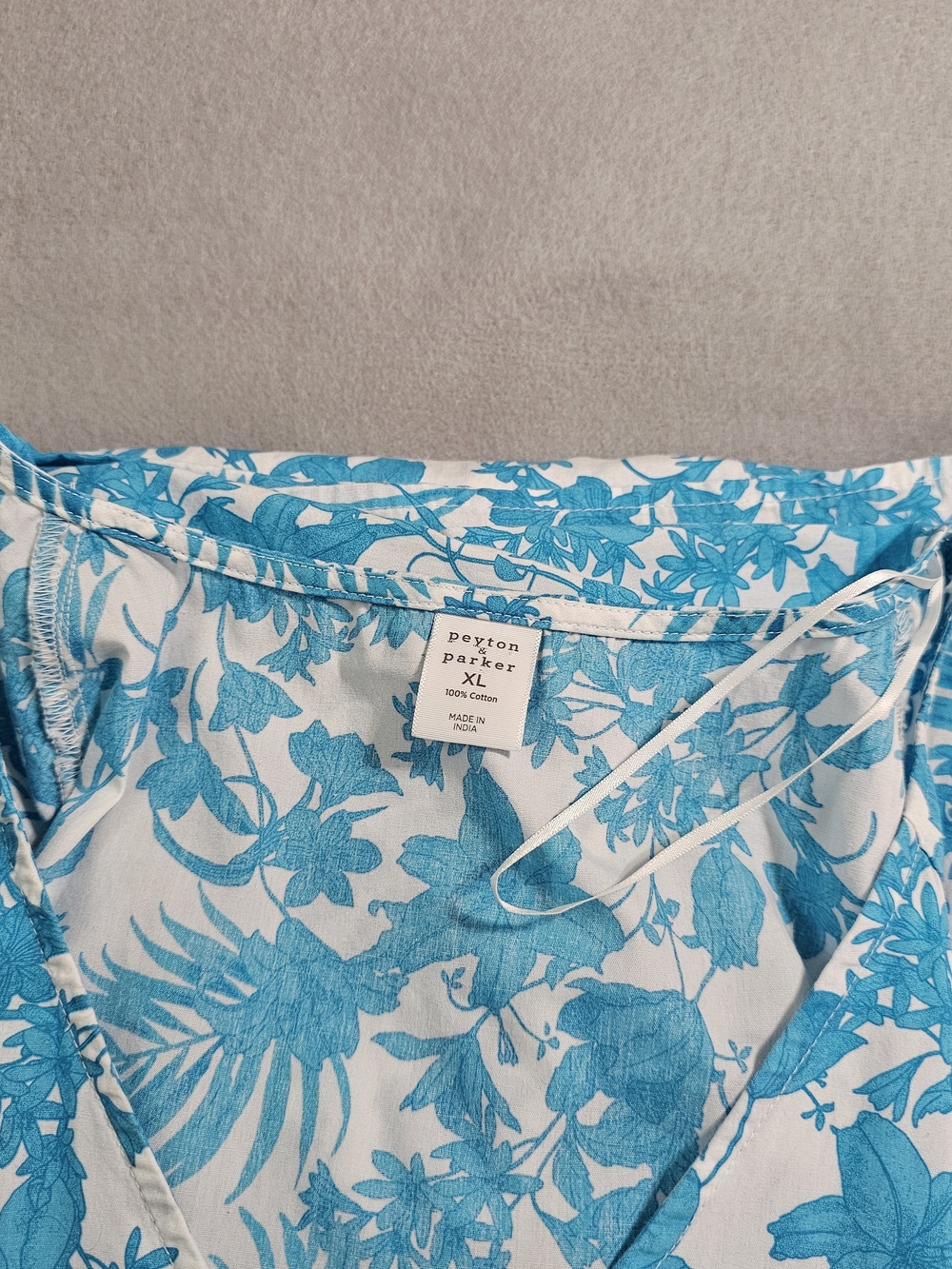 Peyton & Parker Aruba Floral Cotton Maxi Dress XL Blue White Tropical Boho - Picture 8 of 8